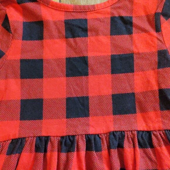 Cat & Jack Dress 4T Red Black Buffalo Plaid Dress Holiday Christmas Cotton - Picture 5 of 5